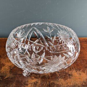 Margaret W Germany Hand cut Crystal Clear Glass Footed Bowl